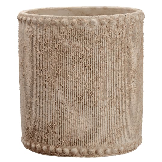 6.5&#x22; Beige Textured Cement Container